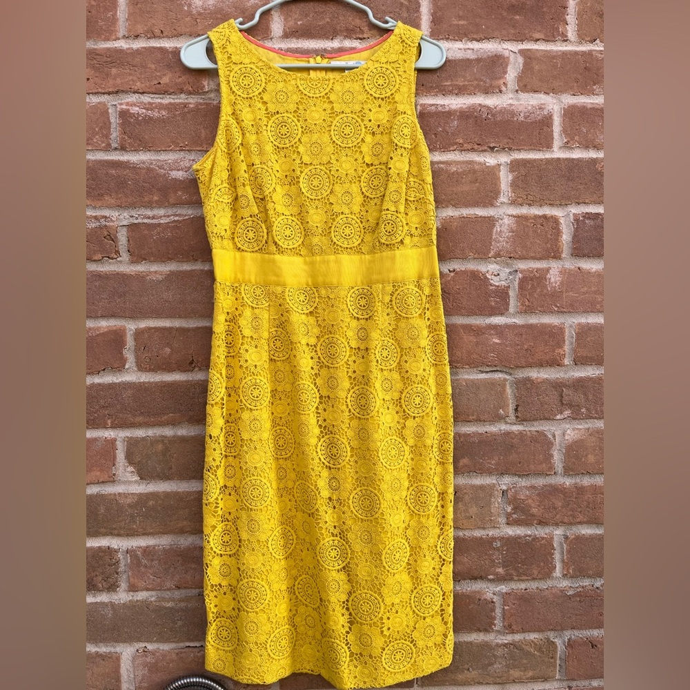 8L Boden Embroidered Crochet Summer Yellow Dress